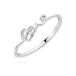 OLIVIE Stříbrný prsten LOVE se zirkonem 2187 Velikost prstenů: 5 (EU: 49-50) Ag 925; ≤0,9 g.