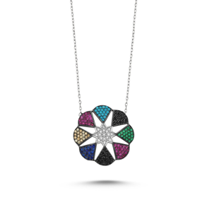 OLIVIE Stříbrný náhrdelník s barevnými zirkony 2347 Ag 925; ≤4,52 g.