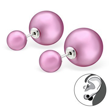 OLIVIE Stříbrné dvojité růžové náušnice 2459 Ag 925; ≤0,5 g.