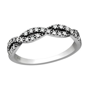 OLIVIE Stříbrný propletený prsten se zirkony 2481 Velikost prstenů: 6 (EU: 51 - 53) Ag 925; ≤1,5 g.