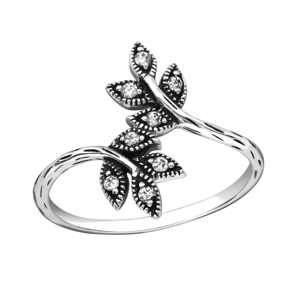 OLIVIE Stříbrný prsten VĚTVIČKA se zirkony 2483 Velikost prstenů: 6 (EU: 51 - 53) Ag 925; ≤1,7 g.