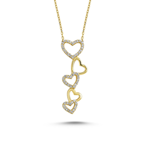 OLIVIE Stříbrný srdíčkový náhrdelník GOLD 2855 Ag 925; ≤2,71 g.
