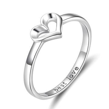OLIVIE Stříbrný prsten SRDCE BEST LOVE 3393 Velikost prstenů: 7 (EU: 54 - 56) Ag 925; ≤1,3 g.