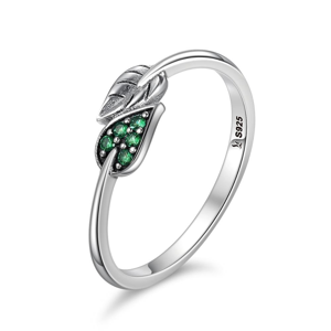 OLIVIE Stříbrný prsten ZELENÝ LÍSTEK 3453 Velikost prstenů: 7 (EU: 54 - 56) Ag 925; ≤1,3 g.