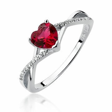 OLIVIE Stříbrný prsten SRDCE RUBY 3635 Velikost prstenů: 5 (EU: 49-50) Ag 925; ≤1,6 g.