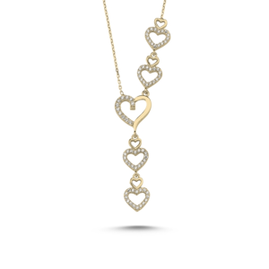 OLIVIE Srdíčkový stříbrný náhrdelník GOLD 3855 Ag 925; ≤3,2 g.