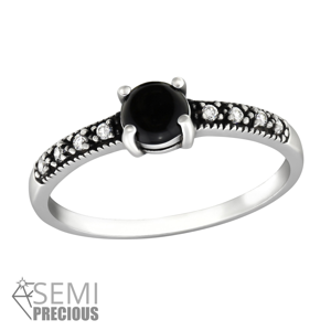 OLIVIE Stříbrný prsten ČERNÝ ONYX 3992 Velikost prstenů: 6 (EU: 51 - 53) Ag 925; ≤1,65 g