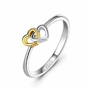 OLIVIE Stříbrný prstýnek SPOJENÁ SRDCE 4214 Velikost prstenů: 10 (EU: 62-64) Ag 925; ≤1,2 g.