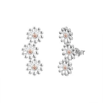OLIVIE Stříbrné podélné květinové náušnice 4880 Ag 925; ≤2,3 g.