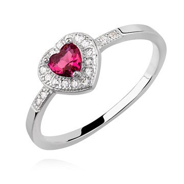OLIVIE Stříbrný prsten ČERVENÉ SRDCE 4975 Velikost prstenů: 6 (EU: 51-53) Ag 925; ≤1,5 g.