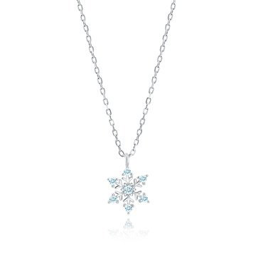 OLIVIE Stříbrný náhrdelník MODRÁ SNĚHOVÁ VLOČKA 5278 Ag 925; ≤1,6 g.