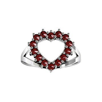 OLIVIE Stříbrný prsten GRANÁTOVÉ SRDCE 5415 Velikost prstenů: 5 (EU: 49-50) Ag 925; ≤1,9 g.