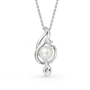 OLIVIE Stříbrný náhrdelník BÍLÁ PERLA 5666 Ag 925; ≤2,8 g.