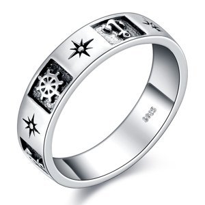 OLIVIE Stříbrný prsten KOTVA & KORMIDLO 5884 Velikost prstenů: 10 (EU: 62-64) Ag 925; ≤2,9 g.