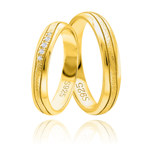 OLIVIE Snubní stříbrný prsten HARMONY GOLD 5924 Velikost prstenů: 7 (EU: 54-56), Pohlaví: Dámské Ag 925; ≤2,5 g.
