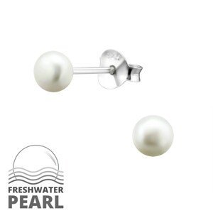 OLIVIE Stříbrné náušnice se 4mm perlou 7064 Ag 925; ≤0,3 g.