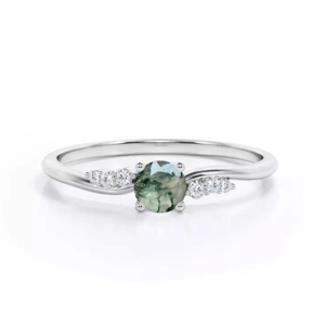OLIVIE Stříbrný prsten MECHOVÝ ACHÁT 7236 Velikost prstenů: 5 (EU: 49-50) Ag 925; ≤1,9 g.