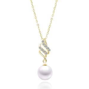 OLIVIE Stříbrný náhrdelník BÍLÁ PERLA GOLD 7521 Ag 925; ≤2,6 g.