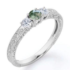 OLIVIE Stříbrný prsten MECHOVÝ ACHÁT 7624 Velikost prstenů: 5 (EU: 49-50) Ag 925; ≤2,5 g.