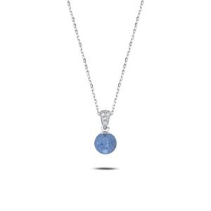 OLIVIE Stříbrný náhrdelník MODRÁ KULIČKA 7696 Ag 925; ≤2 g.