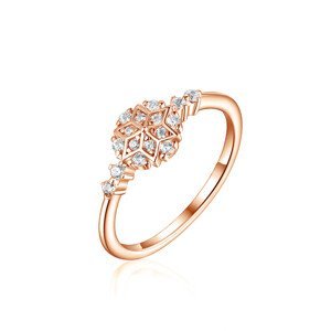 OLIVIE Stříbrný prsten SNĚHOVÁ VLOČKA ROSE 8054 Velikost prstenů: 9 (EU: 59-61) Ag 925; ≤1,6 g.