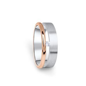 Dámský prsten DF 11/D, bílé+růžové zlato 585/1000, s briliantem 46