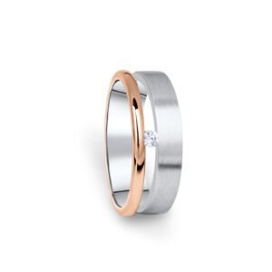 Dámský prsten DF 11/D, bílé+růžové zlato 585/1000, s briliantem 55