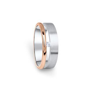 Dámský prsten DF 11/D, bílé+růžové zlato 585/1000, s briliantem 64