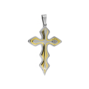 BRUNO Kříž SILVER/GOLD z chirurgické oceli 5,7 cm S2178