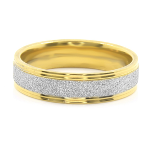 BRUNO Prsten z pískované chirurgické oceli GOLD/SILVER S2501 - velikost 11
