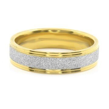 BRUNO Prsten z pískované chirurgické oceli GOLD/SILVER S2501 - velikost 9