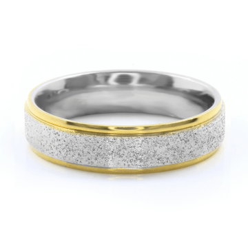 BRUNO Prsten z pískované chirurgické oceli SILVER/GOLD S2782 - velikost 6
