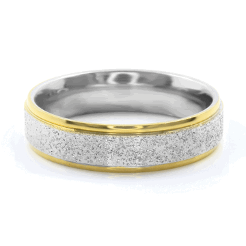BRUNO Prsten z pískované chirurgické oceli SILVER/GOLD S2782 - velikost 7