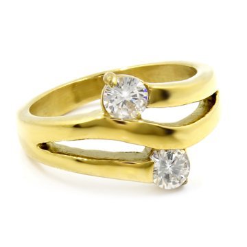 BRUNO Prsten se dvěma kamínky GOLD S3173 - velikost 9