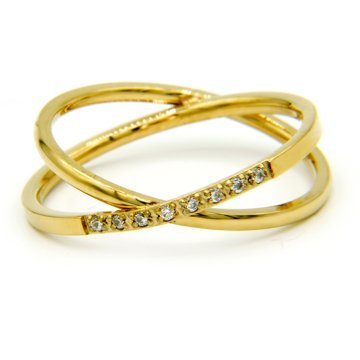 BRUNO Dvojitý prsten GOLD s kamínky S3188 - velikost 10 (EU: 61,5 - 63,5)