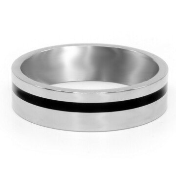 BRUNO Pánský snubní prsten LINE ČERNÝ S3225 - velikost 10 (EU: 61,5 - 63,5)