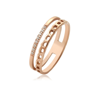 BRUNO Dvojitý prsten ROSE GOLD S3288 - velikost 7
