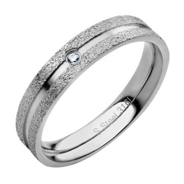 BRUNO Pískovaný prsten s kamínkem S3718 - velikost 10 (EU: 61,5 - 63,5)