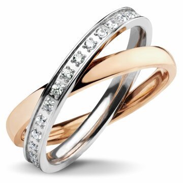 BRUNO Pohyblivý prsten TWIST s kamínky ROSE GOLD S4063 - velikost 4 (EU: 46,5 - 48,5)