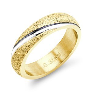 BRUNO Pískovaný prsten s drážkou GOLD S4178 - velikost 11 (EU: 64 - 66)