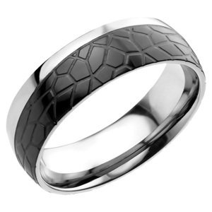 BRUNO Prsten se vzorem ČERNÝ S4179 - velikost 10 (EU: 61,5 - 63,5)
