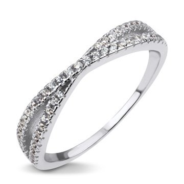 BRUNOshop.cz Y0012 Stříbrný dvojitý kamínkový prsten se zirkony Y0012 - velikost 10 (EU: 61,5 - 63,5)
