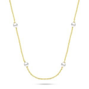 Brilio Silver Jemný pozlacený náhrdelník s Majorica perlami NCL141Y