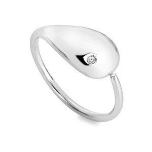 Hot Diamonds Elegantní stříbrný prsten s diamantem Tide DR281 55 mm