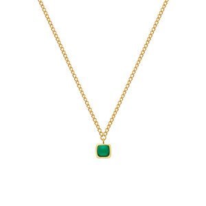 Hot Diamonds Jemný pozlacený náhrdelník se zeleným achátem a diamantem Gemstones DN197