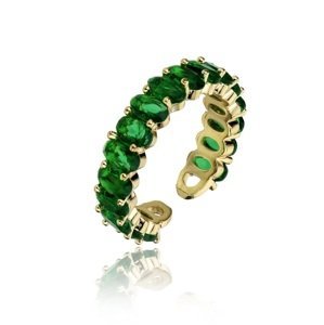 Marc Malone Třpytivý pozlacený prsten se zelenými zirkony Arabella Green Ring MCR23048G
