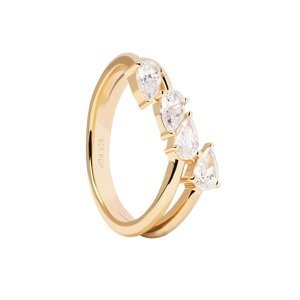 PDPAOLA Blyštivý pozlacený prsten se zirkony Terra Essentials AN01-861 48 mm