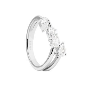 PDPAOLA Blyštivý stříbrný prsten se zirkony Terra Essentials AN02-861 48 mm