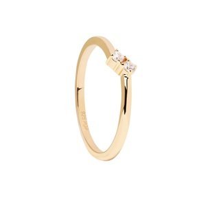 PDPAOLA Minimalistický pozlacený prsten se zirkony Couplet Essentials AN01-872 52 mm