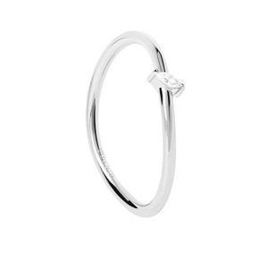 PDPAOLA Něžný stříbrný prsten se zirkonem Leaf Essentials AN02-842 48 mm